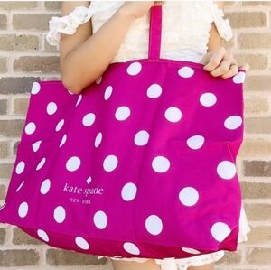 NWT Kate Spade Pink Polka Dot Beach Bag
